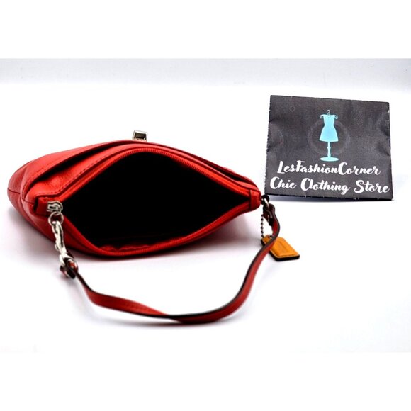 Coach Women's Red Pebble Leather Park Wristlet Clutch Turn Lock Purse 365 - Picture 6 of 13